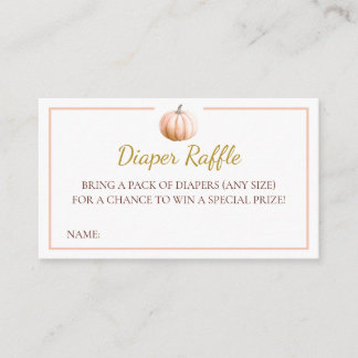 Carte D'accompagnement Orange Pumpkin Fall Baby Shower Diaper Raffle Card