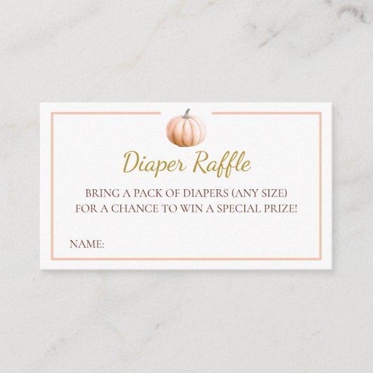 Carte D'accompagnement Orange Pumpkin Fall Baby Shower Diaper Raffle Card (Devant)