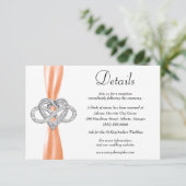Carte D'accompagnement Orange Ribbon Infinity Heart Détails du Mariage (Debout devant)
