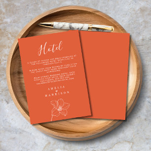 Carte D'accompagnement Orange Verona Sunset Floral Mariage Hotel