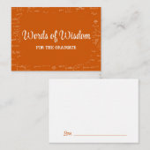 Carte D'accompagnement Orange White Graduate Words of Wisdom Advice (Devant / Derrière)