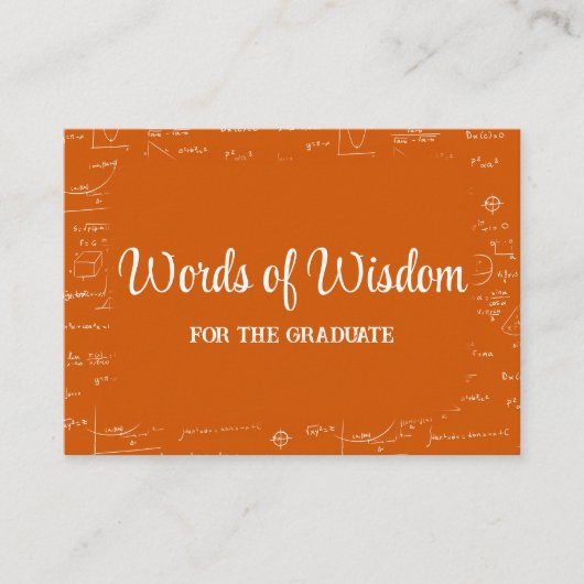 Carte D'accompagnement Orange White Graduate Words of Wisdom Advice (Devant)