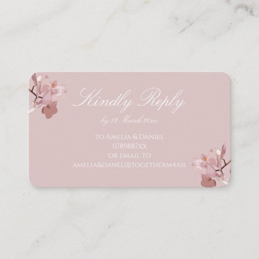 Carte D'accompagnement Orchidée Rose Foncé RSVP (Devant)