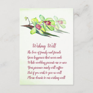 Carte D'accompagnement Orchidée verte Marsala Mariage souhaitant de bonne