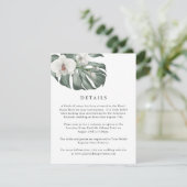 Carte D'accompagnement Orchidées blanches sur Monstera Mariage tropical D (Debout devant)