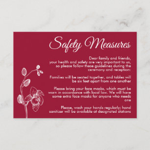 Carte D'accompagnement Orchidées florales minimales mesures de sécurité m