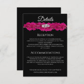 Carte D'accompagnement Orchidées Fuchsia sur Mariage noir (Devant / Derrière)