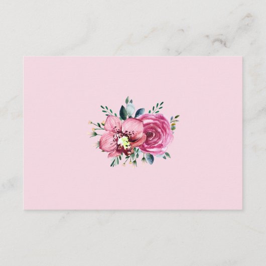 Carte D'accompagnement Orchidées Roses Roses Rose Réception Mariage Flora (Dos)