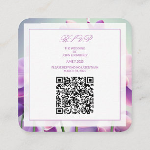 Carte D'accompagnement Orchidées violettes Boîtier de code QR Mariage Flo