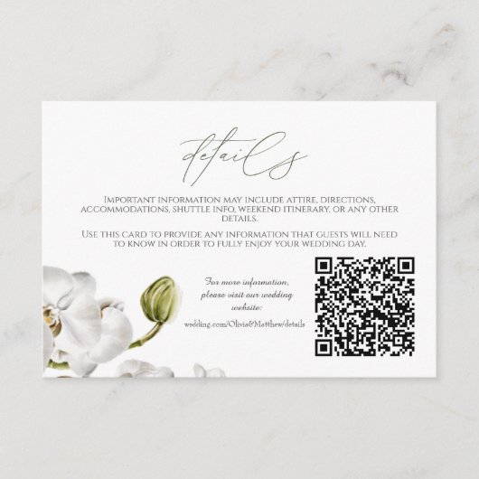 Carte D'accompagnement Orchids Frame Elegant Tropical Wedding QR code (Devant)