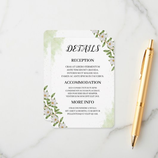 Carte D'accompagnement Organic Modern Wedding Enclosure Card (Devant/Arrière en situation)