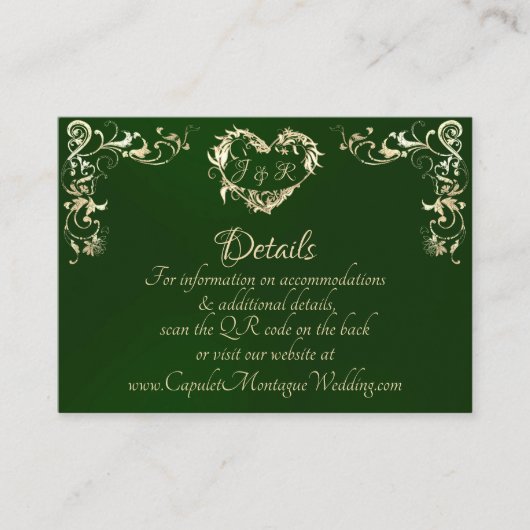 Carte D'accompagnement Ornate Frame & Heart - Emerald (Devant)