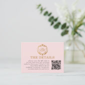 Carte D'accompagnement Ornate Gold Crest Toscane Détails du Mariage QR Co (Debout devant)