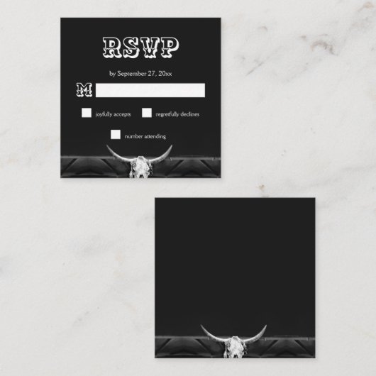 Carte D'accompagnement Ouest Russe Noir et Blanc Taureau RSVP (Devant / Derrière)