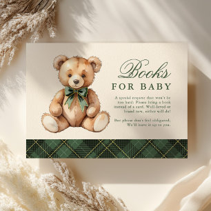 Carte D'accompagnement Ours à carreaux verts Livres pour bébé Baby Shower