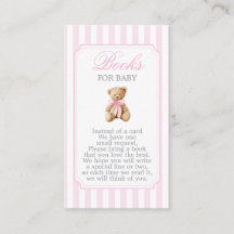 Ours à rayures roses Fille Baby Shower Livres pour