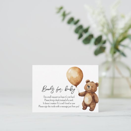 Carte D'accompagnement Ours Ballons Nuages Attendre Baby shower Bearly (Debout devant)