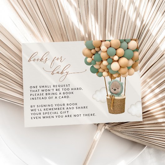 Carte D'accompagnement Ours, Ballons verts, Livres Baby showers Pour Bébé