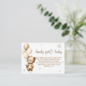 Carte D'accompagnement Ours beige marron clair simple boho demande de liv (Debout devant)