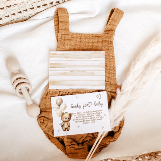 Carte D'accompagnement Ours beige marron clair simple boho demande de liv