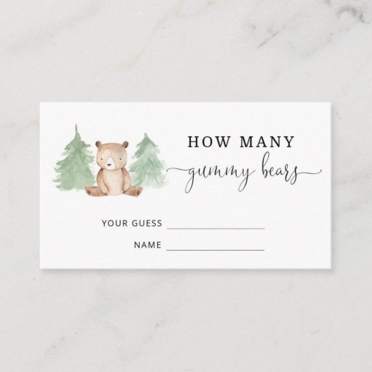 Carte D'accompagnement Ours de forêt devinez combien d'ours (Devant)