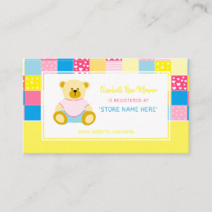 Carte D'accompagnement Ours doré, Registre des cadeaux de Baby shower