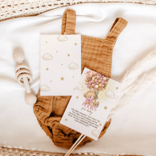 Carte D'accompagnement Ours en ballons Boho Beige Rose Livre Demande
