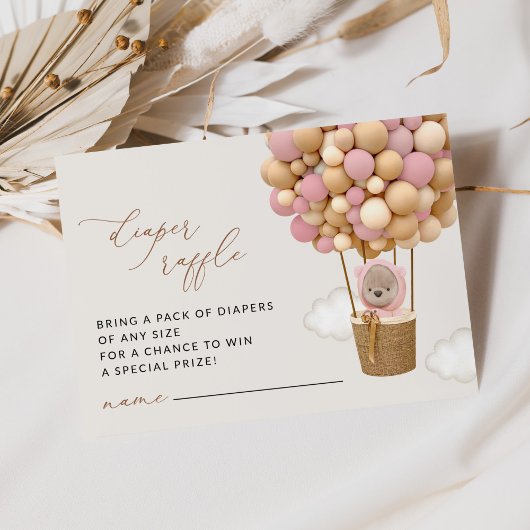 Carte D'accompagnement Ours En Conflit, Ballons Roses, Raffin De Baisse