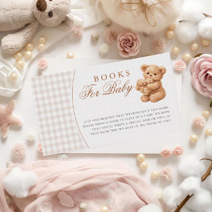 Carte D'accompagnement Ours en peluche à carreaux marron neutre en papier