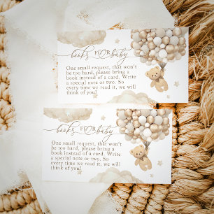 Carte D'accompagnement Ours en peluche avec ballons Baby shower neutre