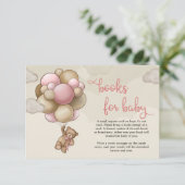 Carte D'accompagnement Ours en peluche avec ballons brun rose demande de  (Debout devant)