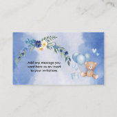 Carte D'accompagnement Ours en peluche Bébé Bleu Ballons vierge do-it-you (Dos)