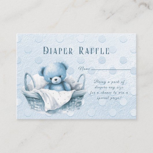 Carte D'accompagnement Ours en peluche bleu dans un panier Baby Shower (Devant)