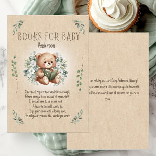 Carte D'accompagnement Ours en peluche de conte de fées couleur sauge mar