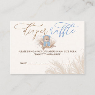Carte D'accompagnement Ours en peluche Garçon Bleu Baby Shower Tirage au 