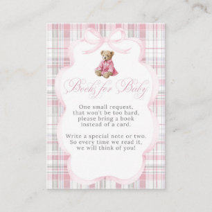 Carte D'accompagnement Ours en peluche Luxsary carreaux roses Baby Girl S