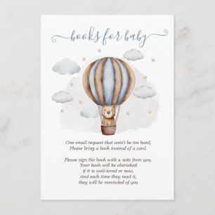 Carte D'accompagnement Ours en peluche montgolfière Nuages Baby Shower