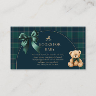 Carte D'accompagnement Ours en peluche Prépa Vert Carreaux Livres pour bé
