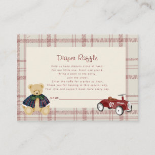 Carte D'accompagnement Ours en peluche vintage voiture jouet rouge douche