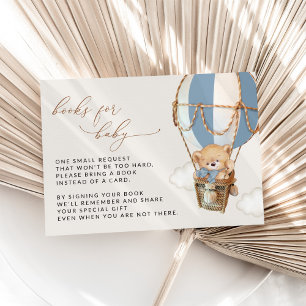 Carte D'accompagnement Ours En Teddy, Ballons Bleu À Air Chaud, Livres Po