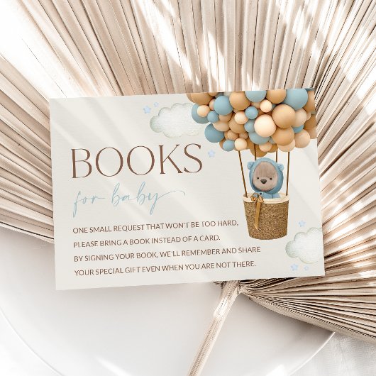 Carte D'accompagnement Ours En Teddy, Ballons Bleus, Livres Pour Bébé