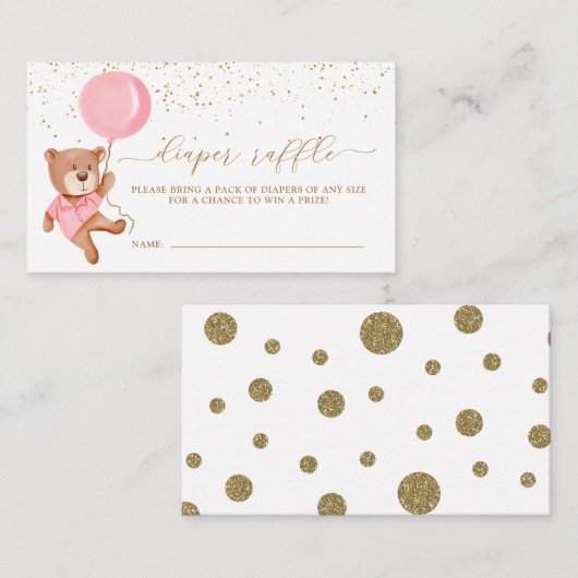 Carte D'accompagnement Ours En Teddy Rose Avec Billet À Balloon Déchets (Devant / Derrière)