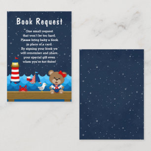 Carte D'accompagnement Ours fille nautique rouge et marine Demande de liv