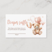 Carte D'accompagnement Ours mignon Avec Ballons | Bébé rose (Devant)