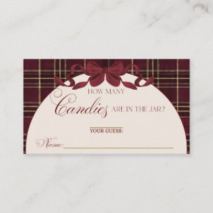 Carte D'accompagnement Ourson Baby Shower Fille Carreaux devinez bonbons