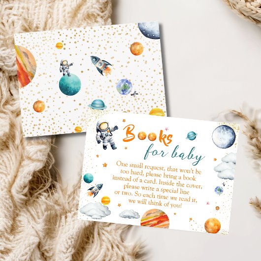 Carte D'accompagnement Outer Space Books for Baby Astronaut Theme Shower