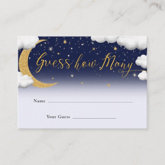 Carte D'accompagnement Over the Moon Baby Shower Guess How Many (Devant)