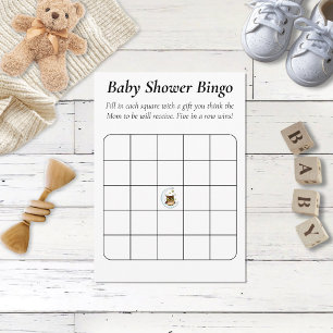 Carte D'accompagnement Owl Moon Blue Cute Stars Baby shower Bingo