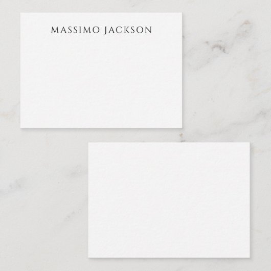 Carte D'accompagnement Own Name Calligraphy Chic Plain Simple Black White (Devant / Derrière)