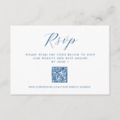 Carte D'accompagnement Oyster Mariage QR RSVP bleu aquarelle (Devant)